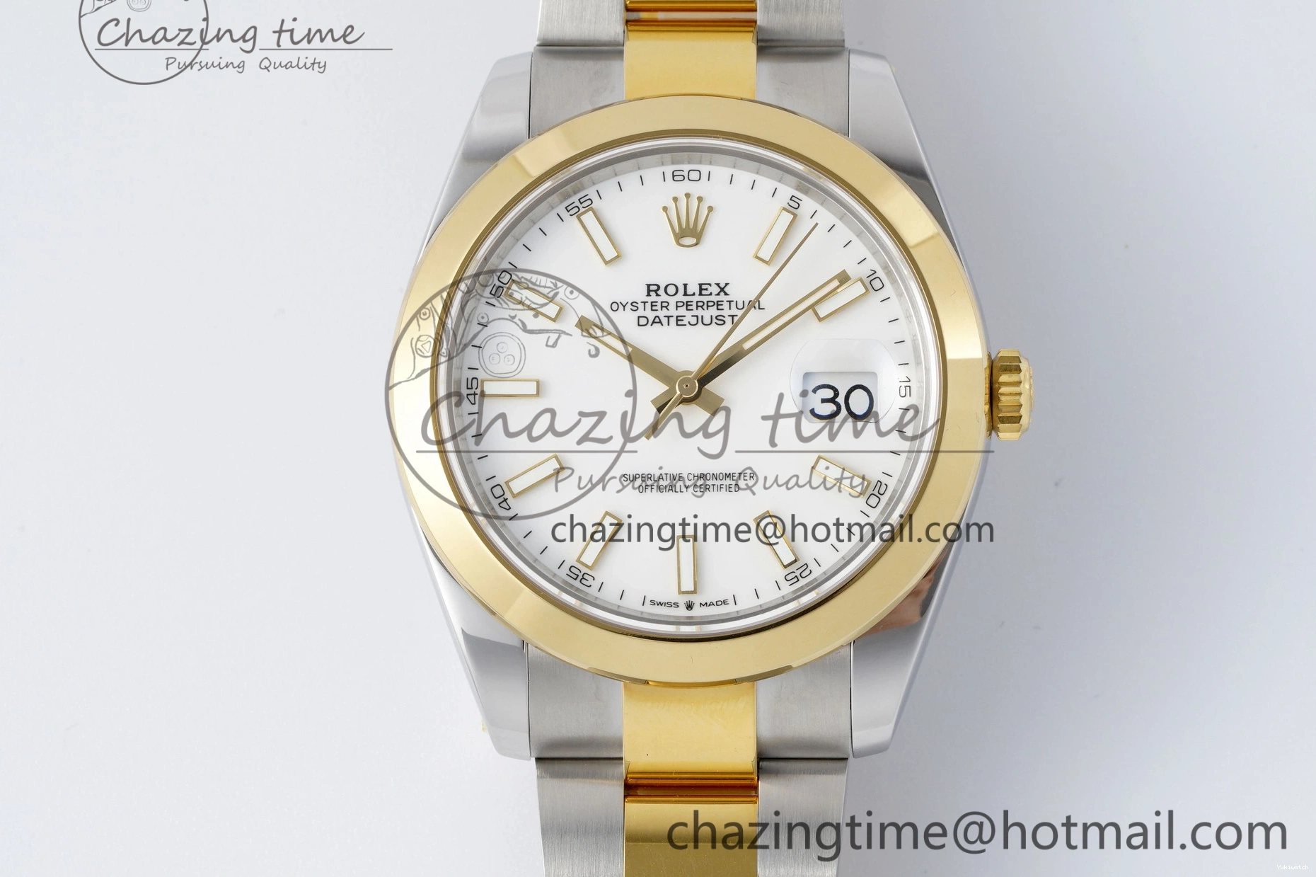 41 KING Steel Bezel on Dial 1:1 Polished Bracelet YG Oyster Best White DateJust Edition 904L SS VR3235 0311